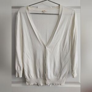 J. Crew white cardigan half sleeve - medium